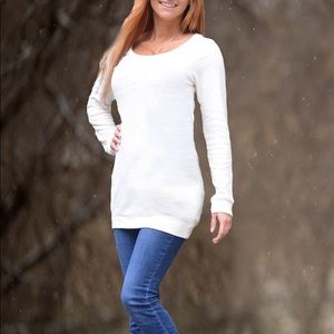 Cream colored soft sweater tunic dress